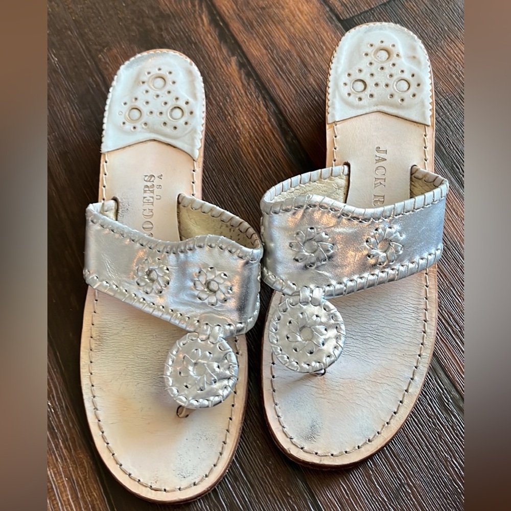 Jack Rogers Wedge Sandals — silver— size 8.5